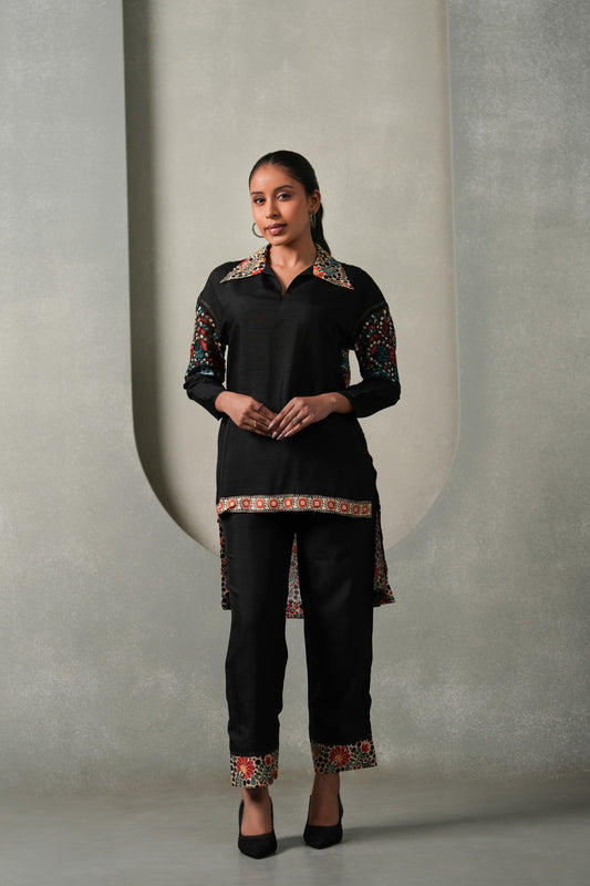 Vanira 2-Piece Embroided Co-ord Set - Black