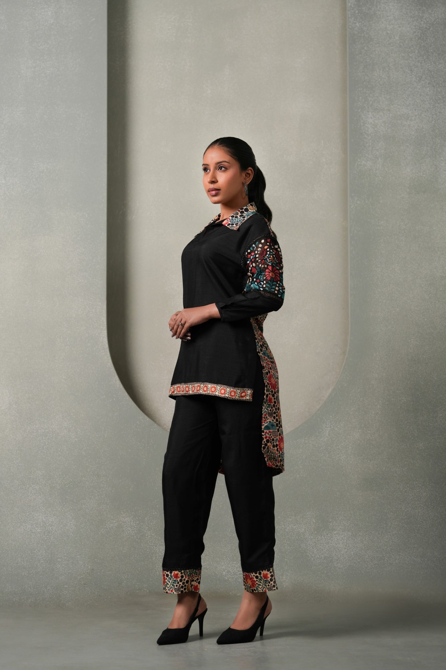 Vanira 2-Piece Embroided Co-ord Set - Black