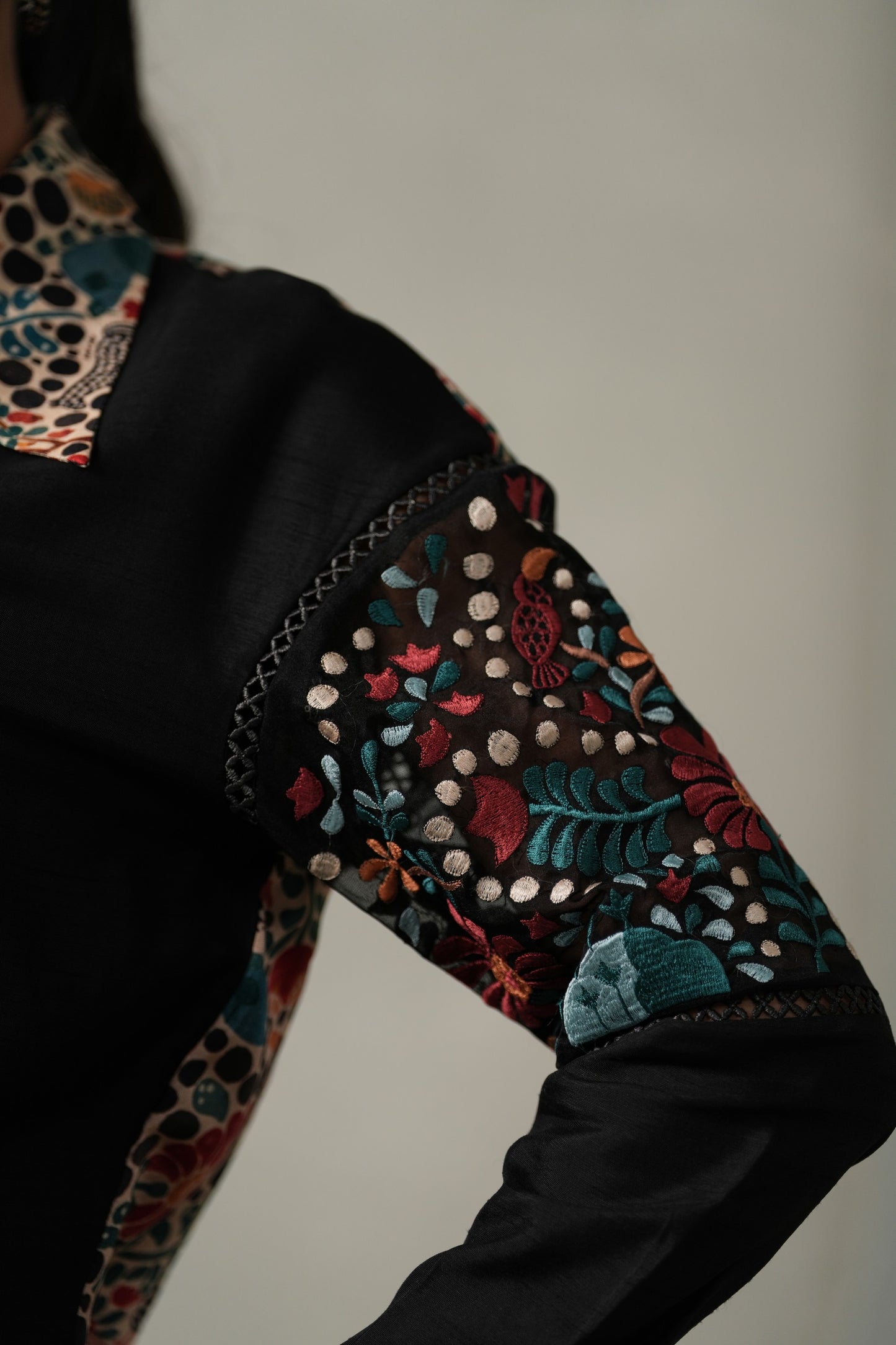 Vanira 2-Piece Embroided Co-ord Set - Black