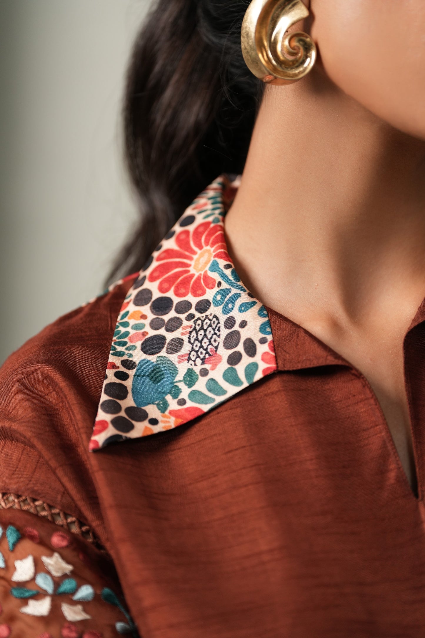 Vanira 2-Piece Embroided Co-ord Set - Brown