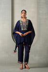 Khusmira Embroided Co-ord Set in Crepe Kaftan with Latkans