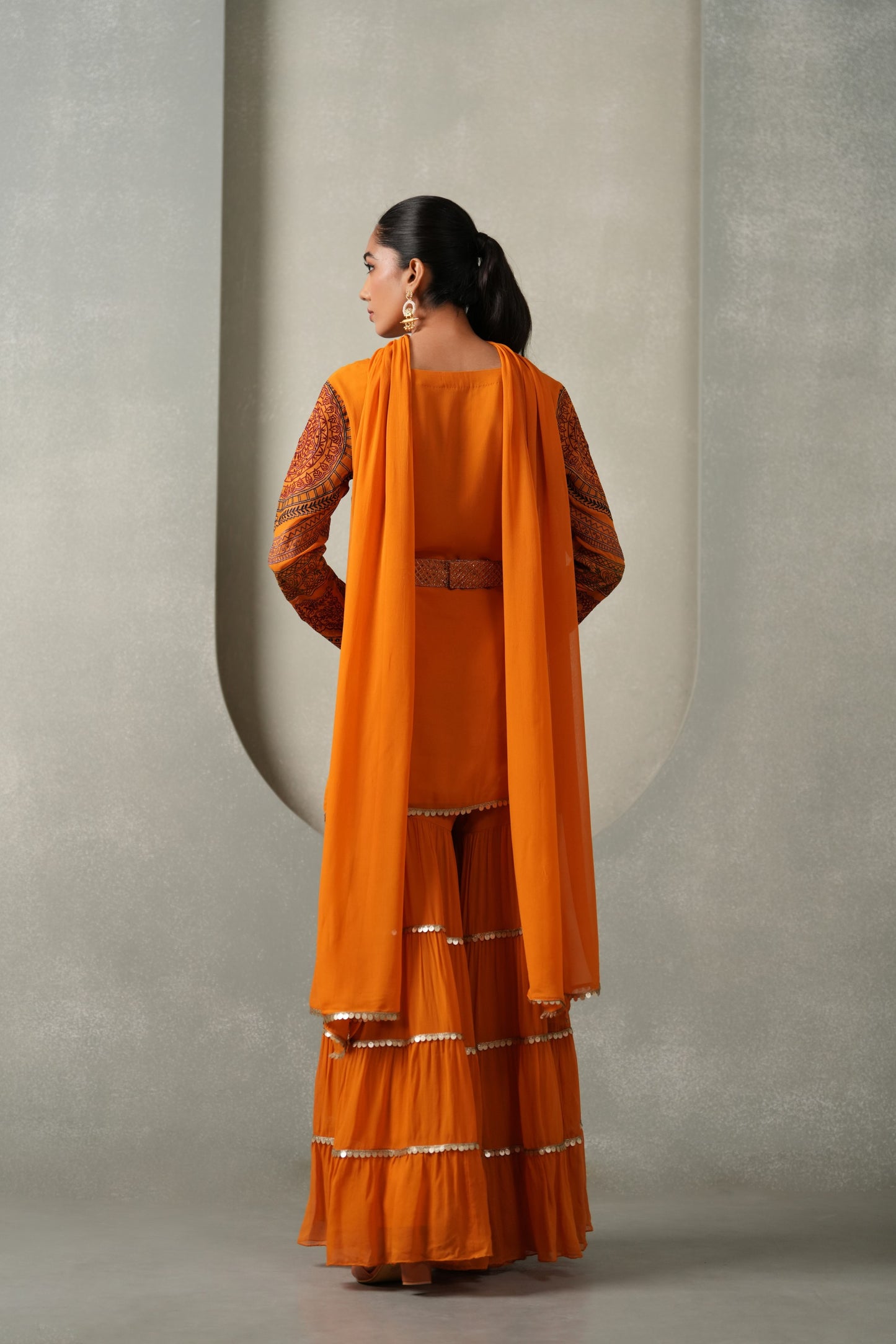 Gehraani Embroided Suit Set with Dupatta - Orange