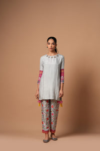 Gulvira Co-ord Set with Printed Pants and Embroided Sleeves