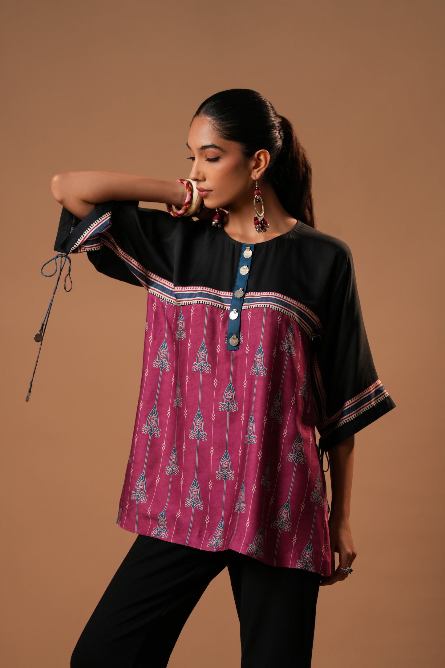 Zehraani Printed Top with Sleeves