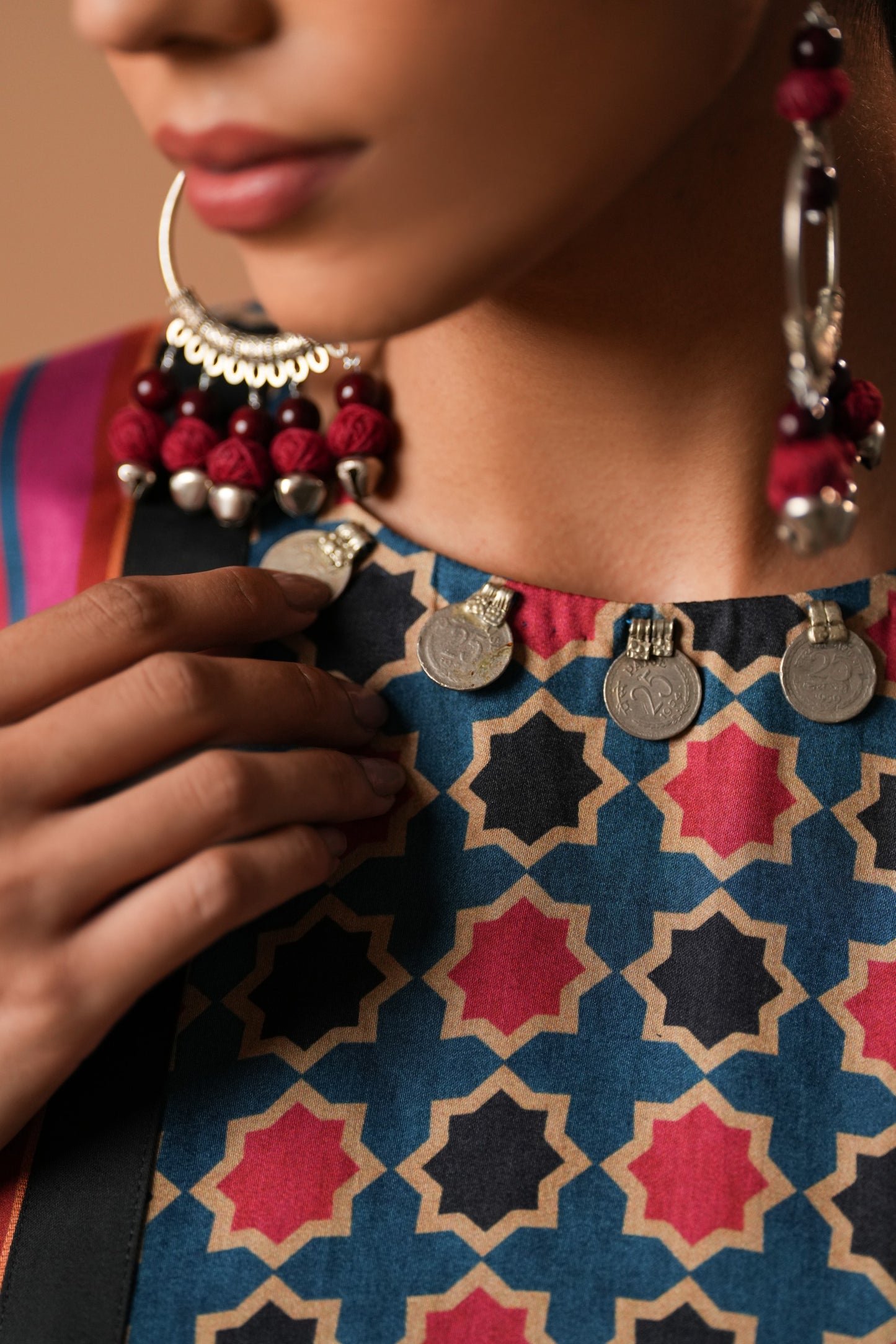 Taarini Geometrical Printed Kurti with Short Sleeves