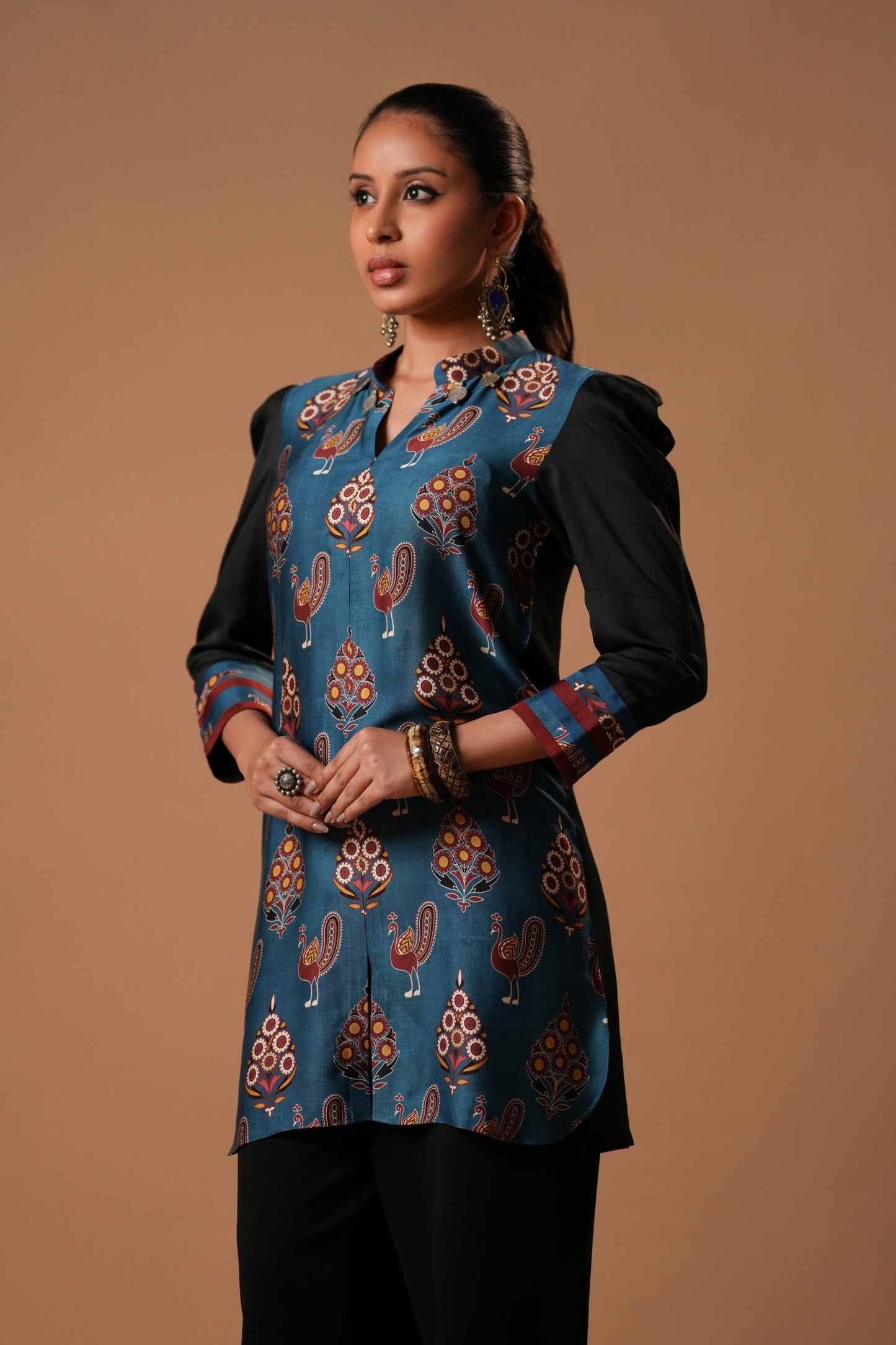 Morira Printed Short Kurti with Long Sleeves