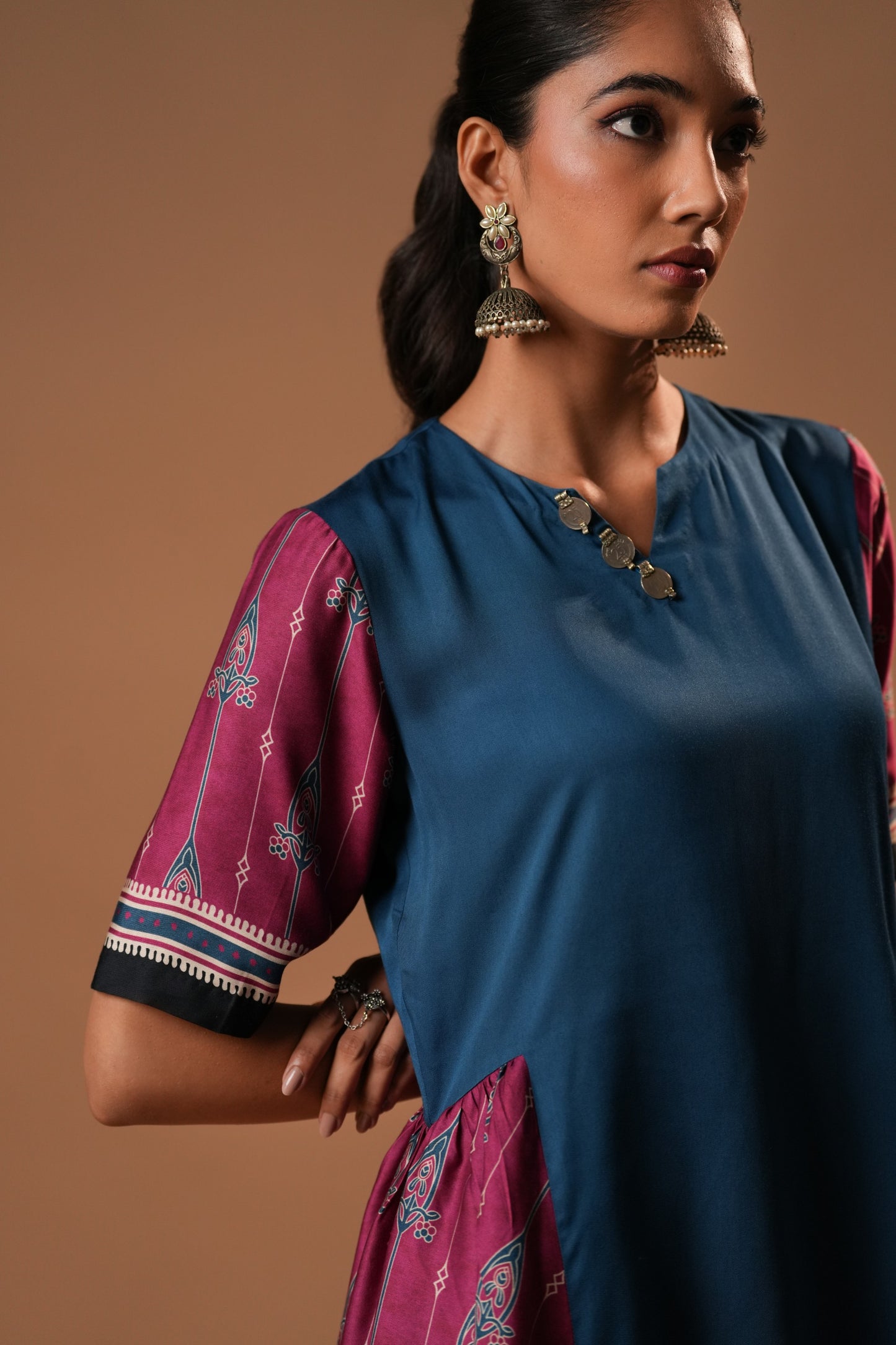 Mehreen Asymmetrical Printed Kurti with Sleeves
