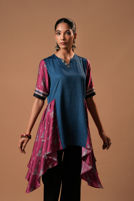 Mehreen Asymmetrical Printed Kurti with Sleeves