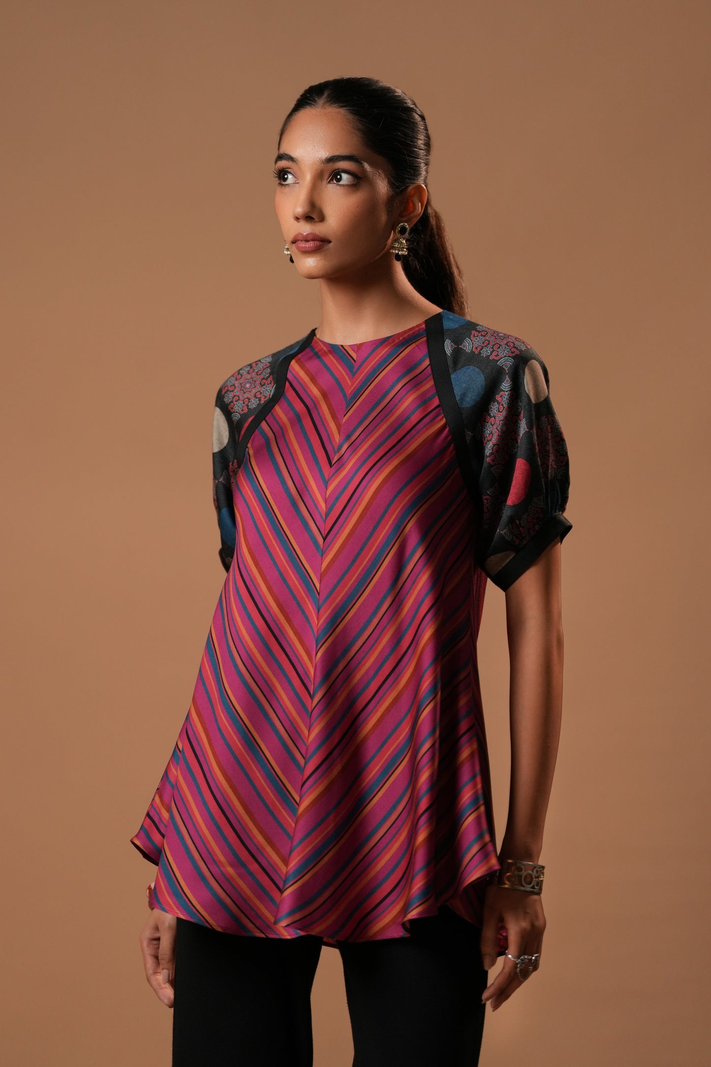 Lehraya Printed Top with Puff Sleeves