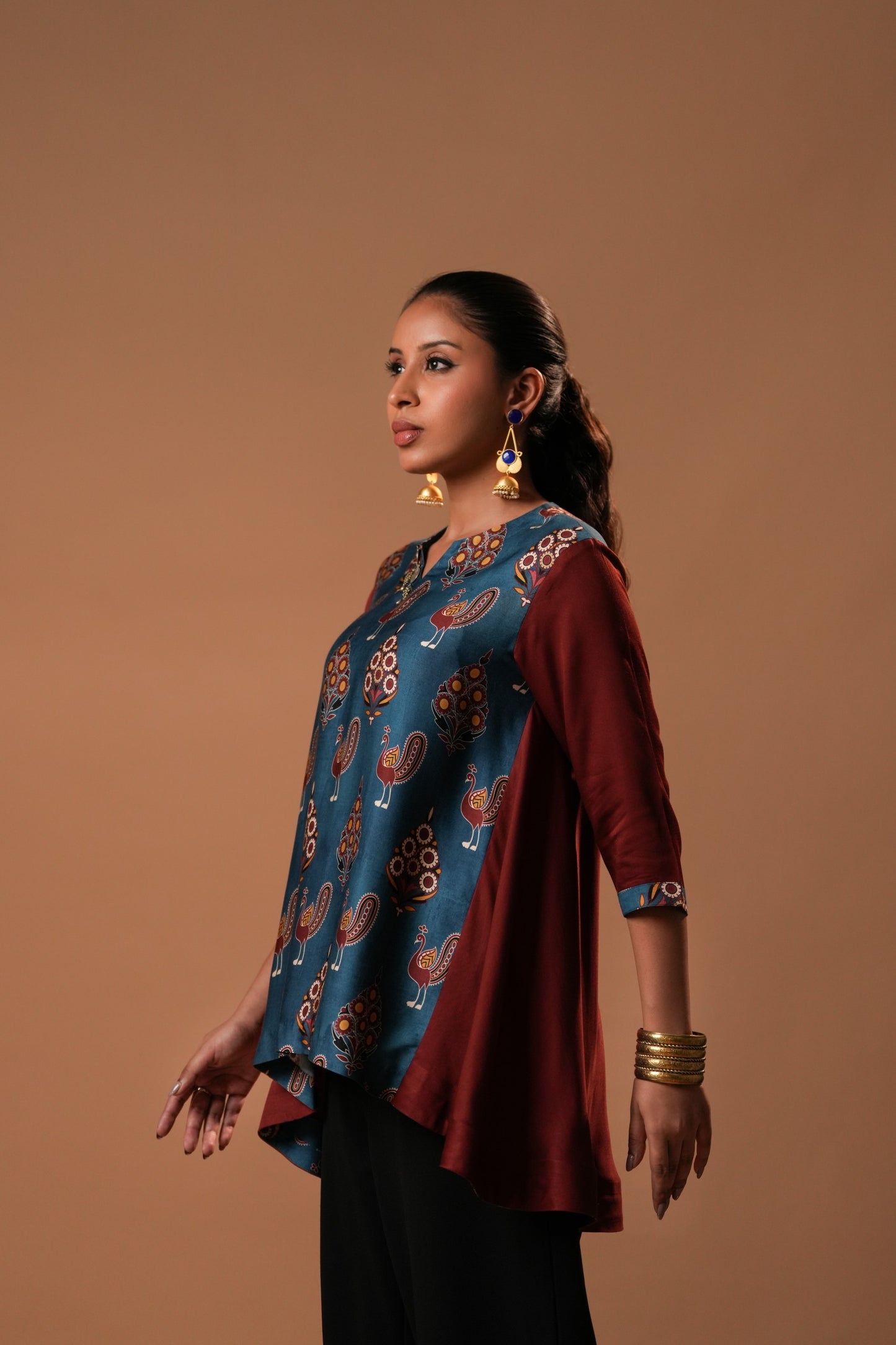 Neelmor Asymmterical Top with Printed back