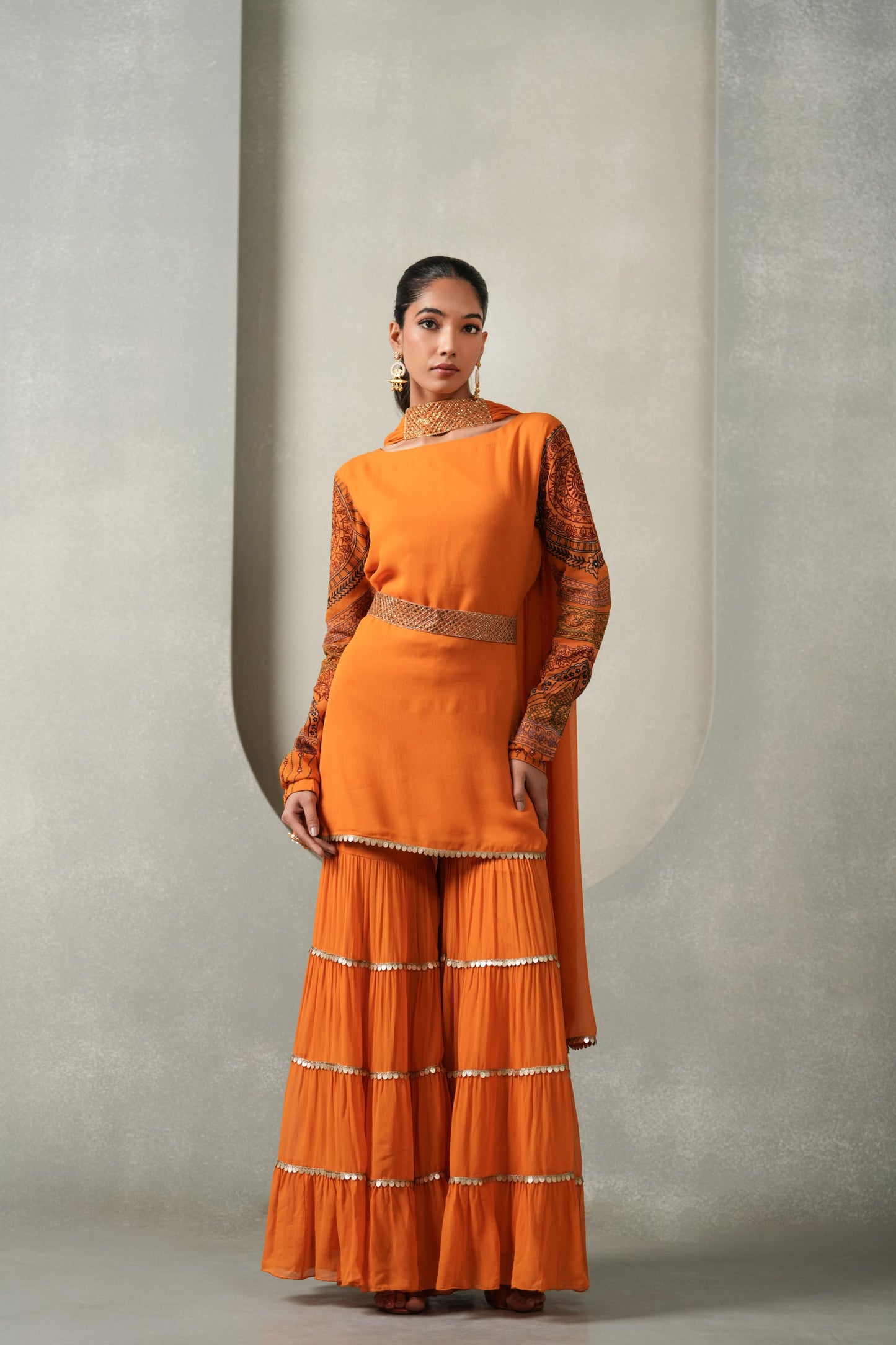 Gehraani Embroided Suit Set with Dupatta - Orange