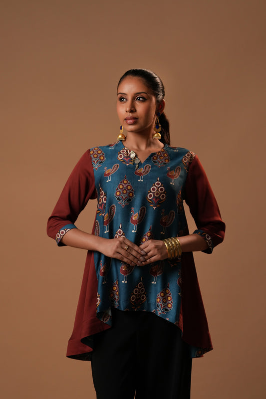 Neelmor Asymmterical Top with Printed back