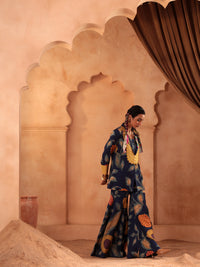 Indigo Gota Handcrafted Blazer Sharara Set