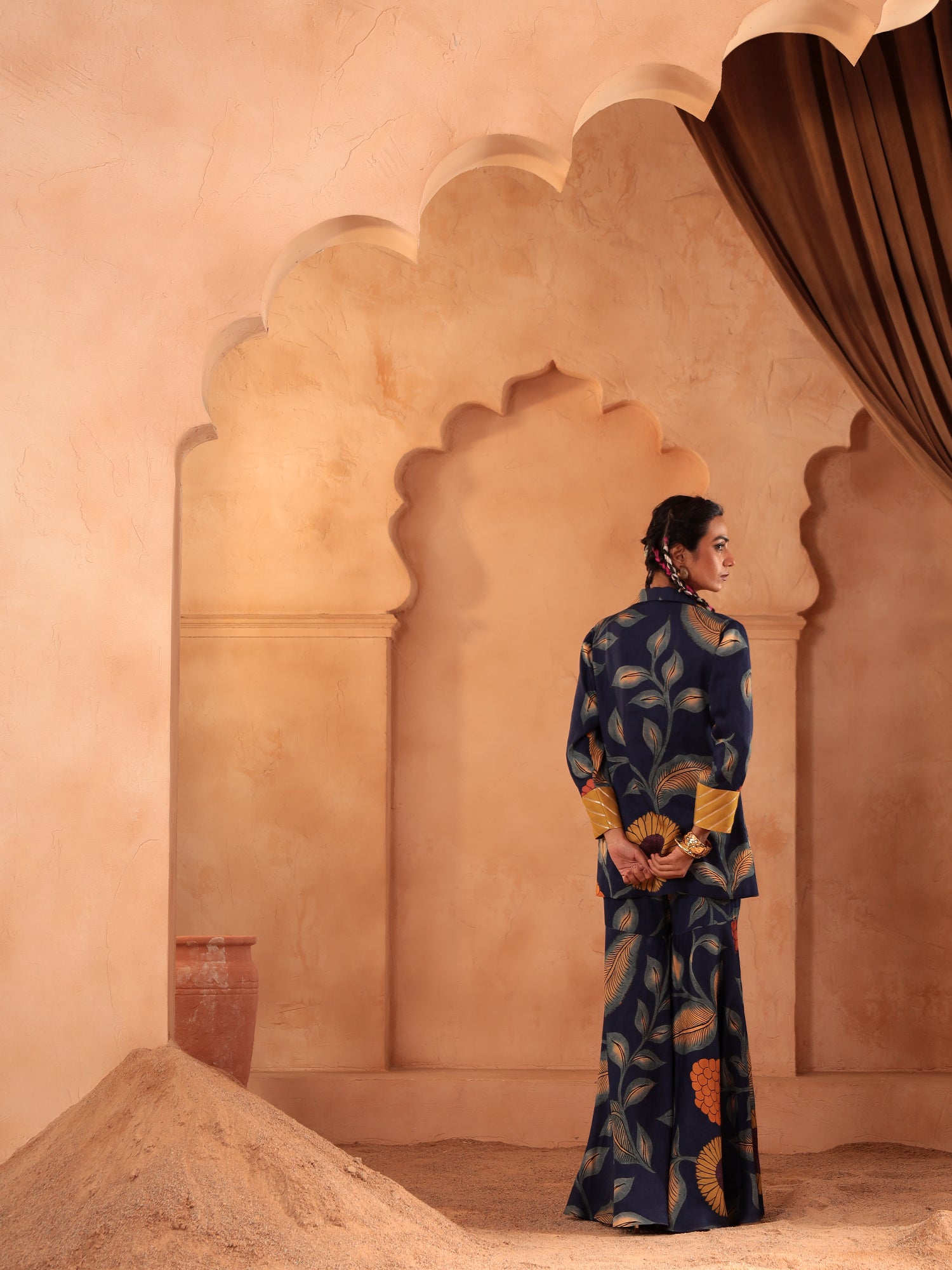 Indigo Gota Handcrafted Blazer Sharara Set