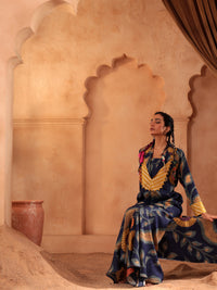 Indigo Gota Handcrafted Blazer Sharara Set